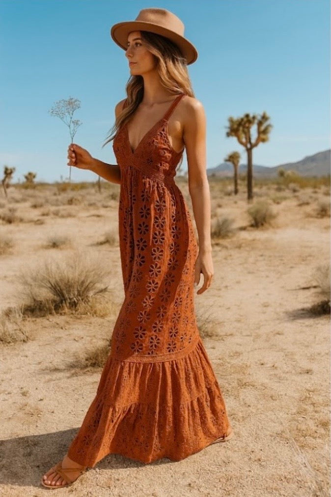 orange eyelet dress Frill Sleeve Midi and more J Marie - Corinne Eyelet