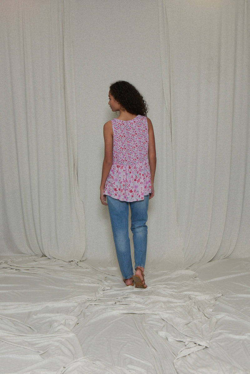 Mixed floral woven tank